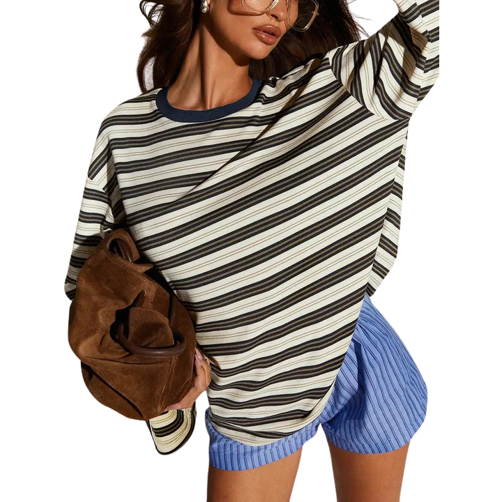 ROSINA – Classic Striped Long Sleeve Fitted Top