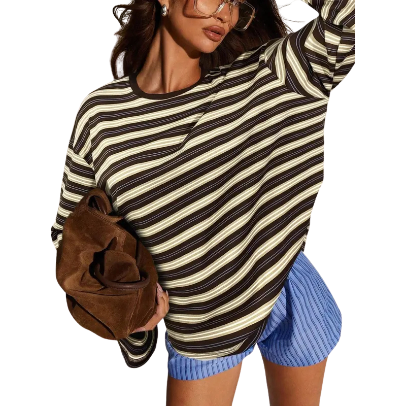 ROSINA – Classic Striped Long Sleeve Fitted Top