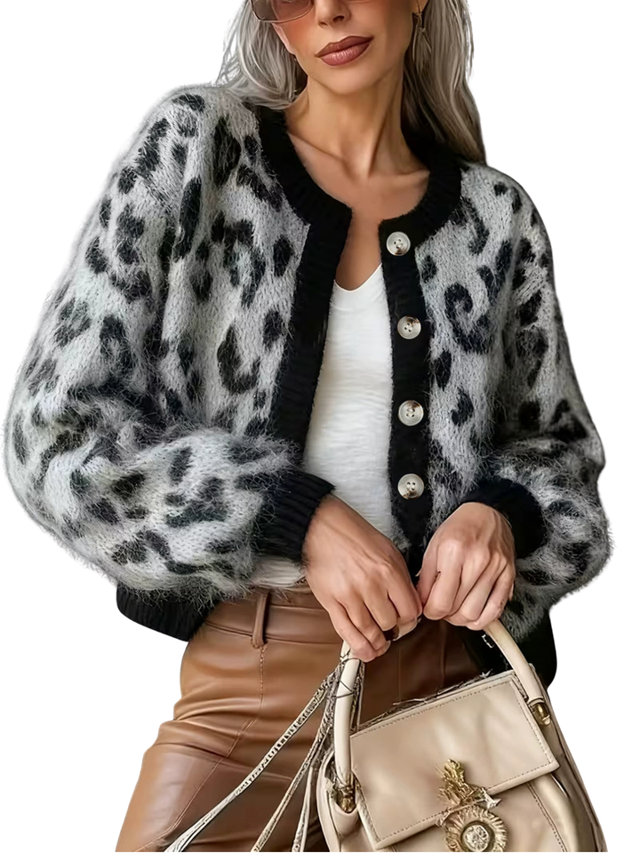 EUDORA – Vintage Style Leopard Cardigan Sweater