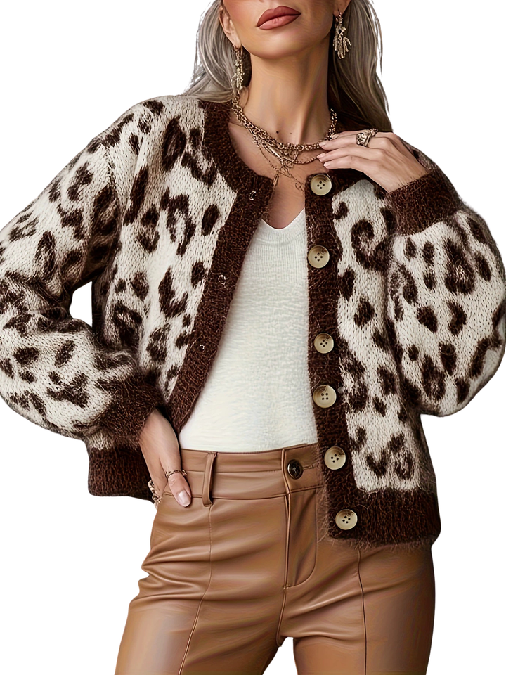 EUDORA – Vintage Style Leopard Cardigan Sweater