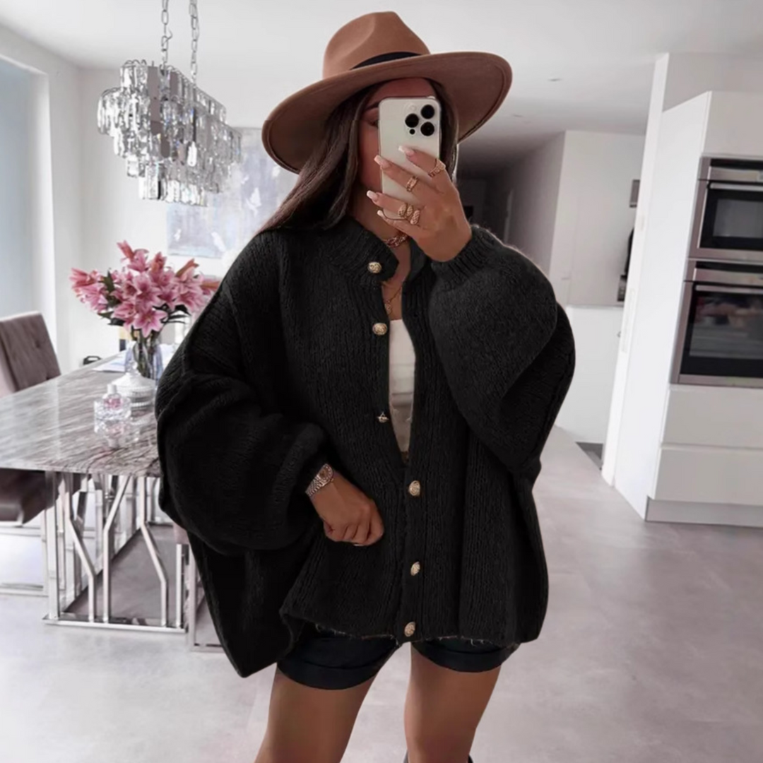 LETTIE - Classic Button-Down Long Sleeve Cardigan
