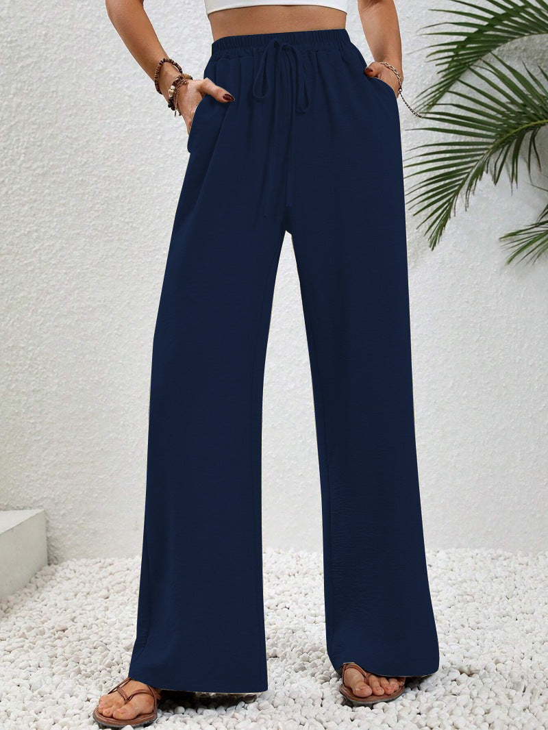 NIKU - Casual Wide Leg Drawstring Trousers