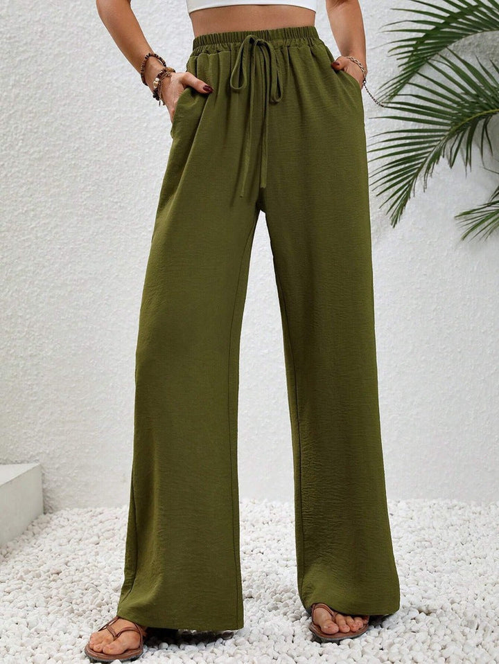 NIKU - Casual Wide Leg Drawstring Trousers