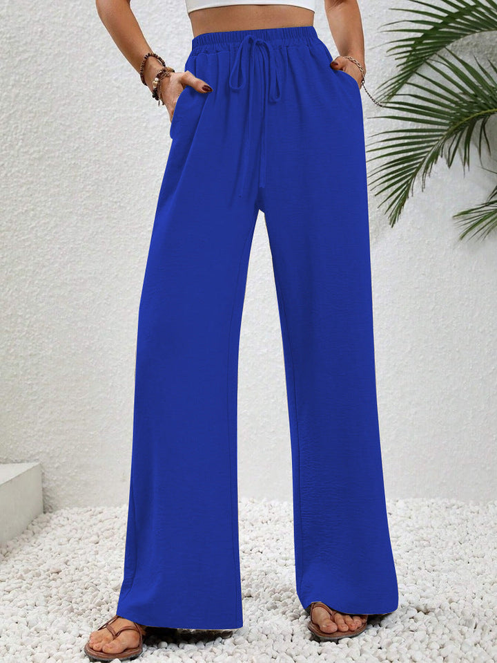 NIKU - Casual Wide Leg Drawstring Trousers