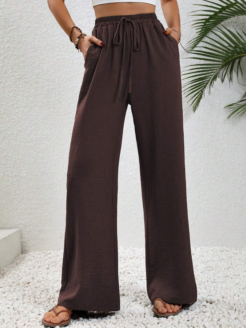 NIKU - Casual Wide Leg Drawstring Trousers
