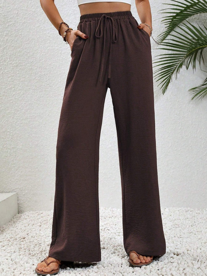 NIKU - Casual Wide Leg Drawstring Trousers