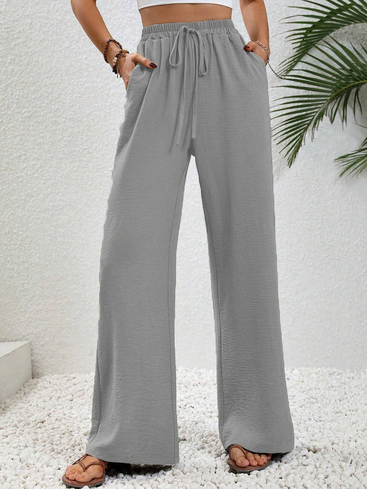 NIKU - Casual Wide Leg Drawstring Trousers