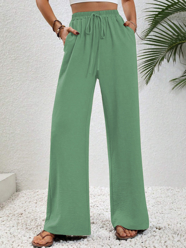 NIKU - Casual Wide Leg Drawstring Trousers