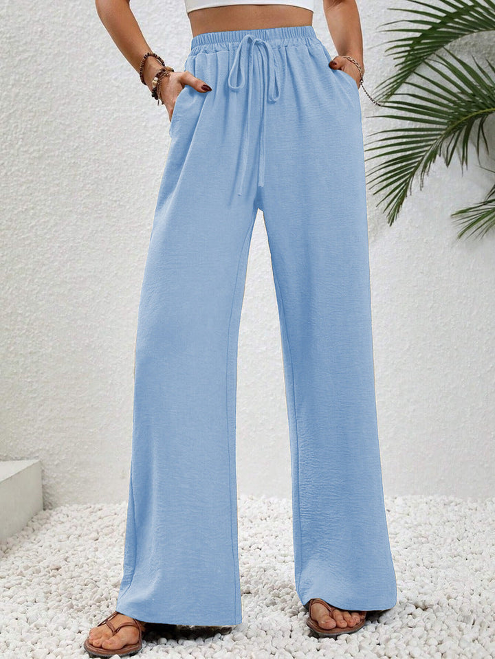 NIKU - Casual Wide Leg Drawstring Trousers