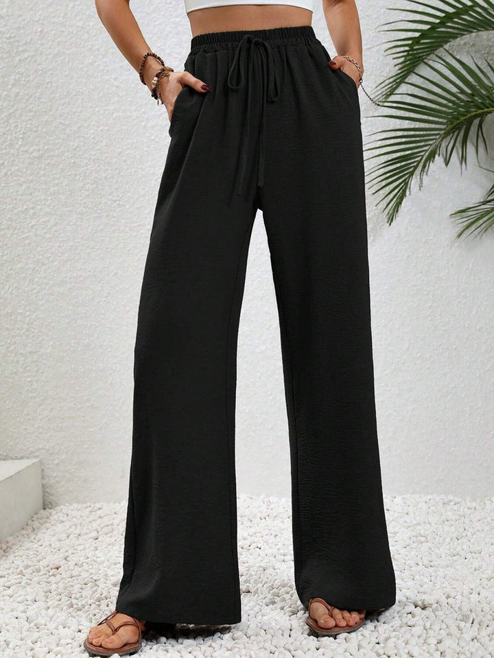 NIKU - Casual Wide Leg Drawstring Trousers