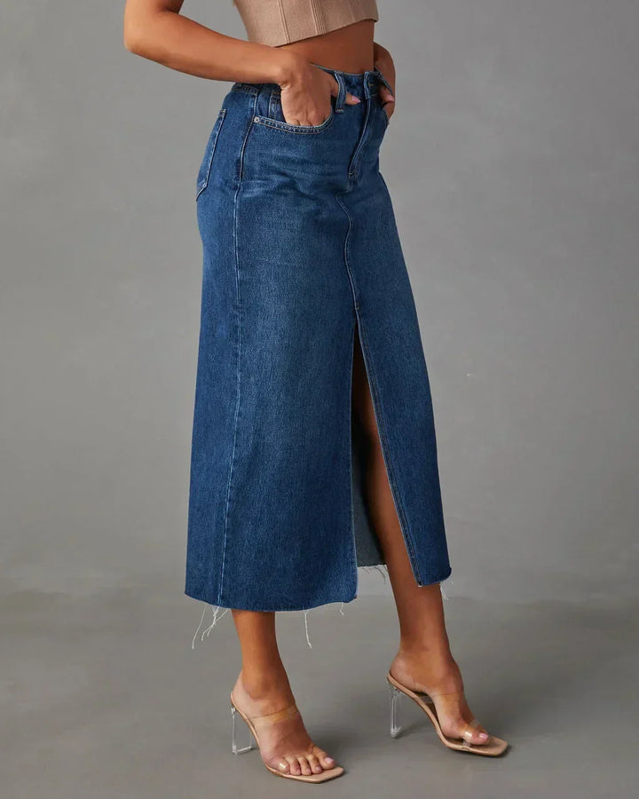 DENISE– Classic High-Waist Denim Skirt
