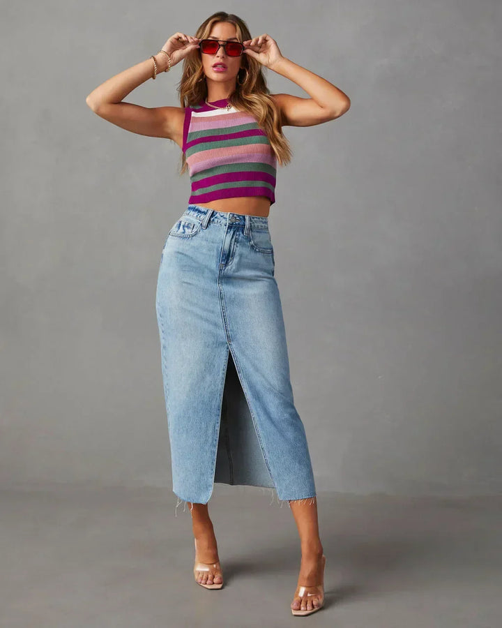DENISE– Classic High-Waist Denim Skirt