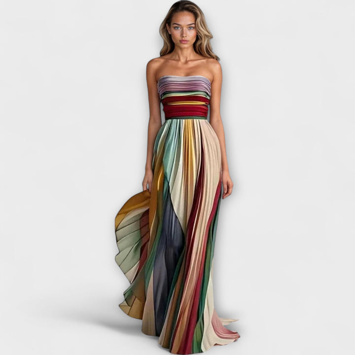 MARIGOLD – Bold & Flowing Strapless Dress