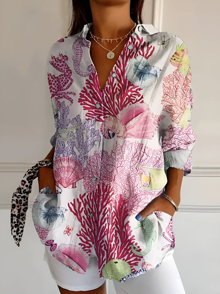 MELODIE – Elegant Floral Button Shirt